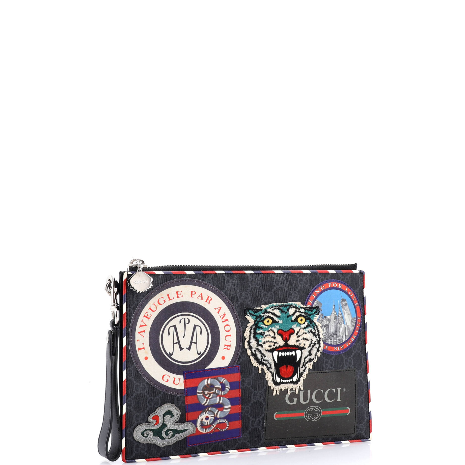 Night Courrier Pouch GG Coated Canvas with Applique