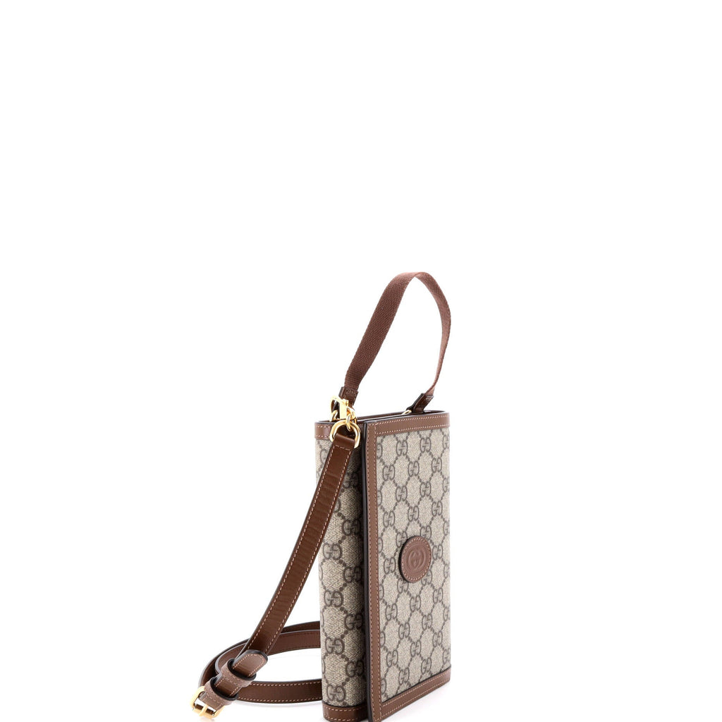 Interlocking G Patch Top Handle Convertible Wallet GG Coated Canvas