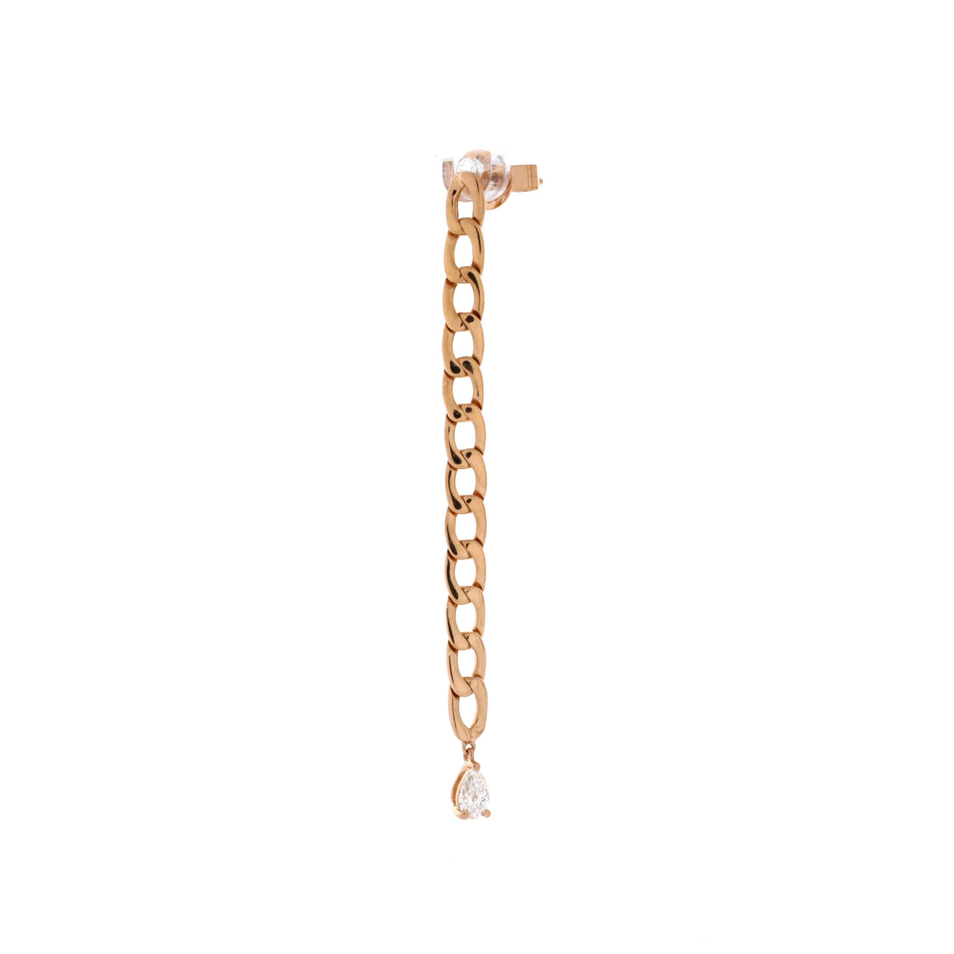 Chain Link Drop Earrings 18K Rose Gold with Diamonds