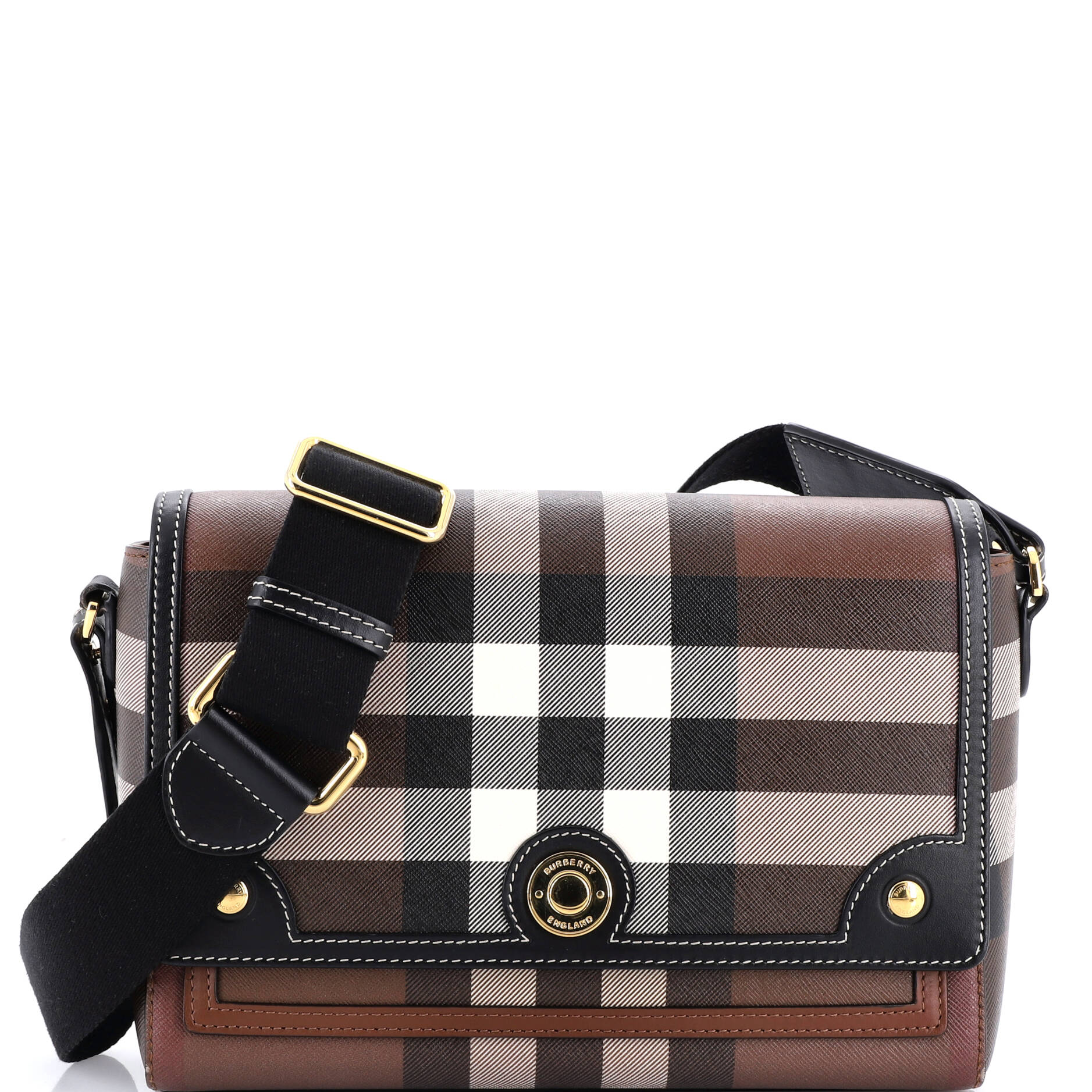 Note Crossbody Bag Check Canvas and Leather Medium