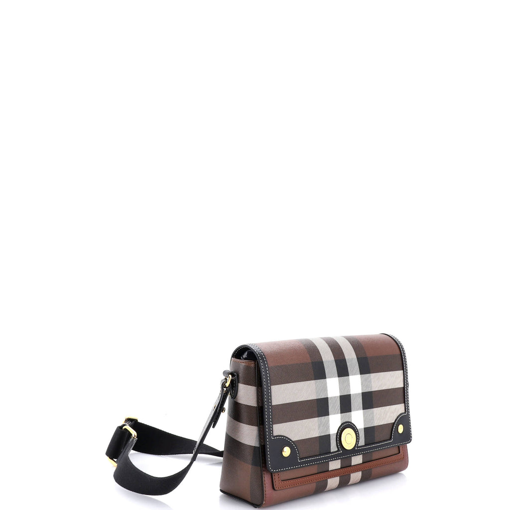 Note Crossbody Bag Check Canvas and Leather Medium