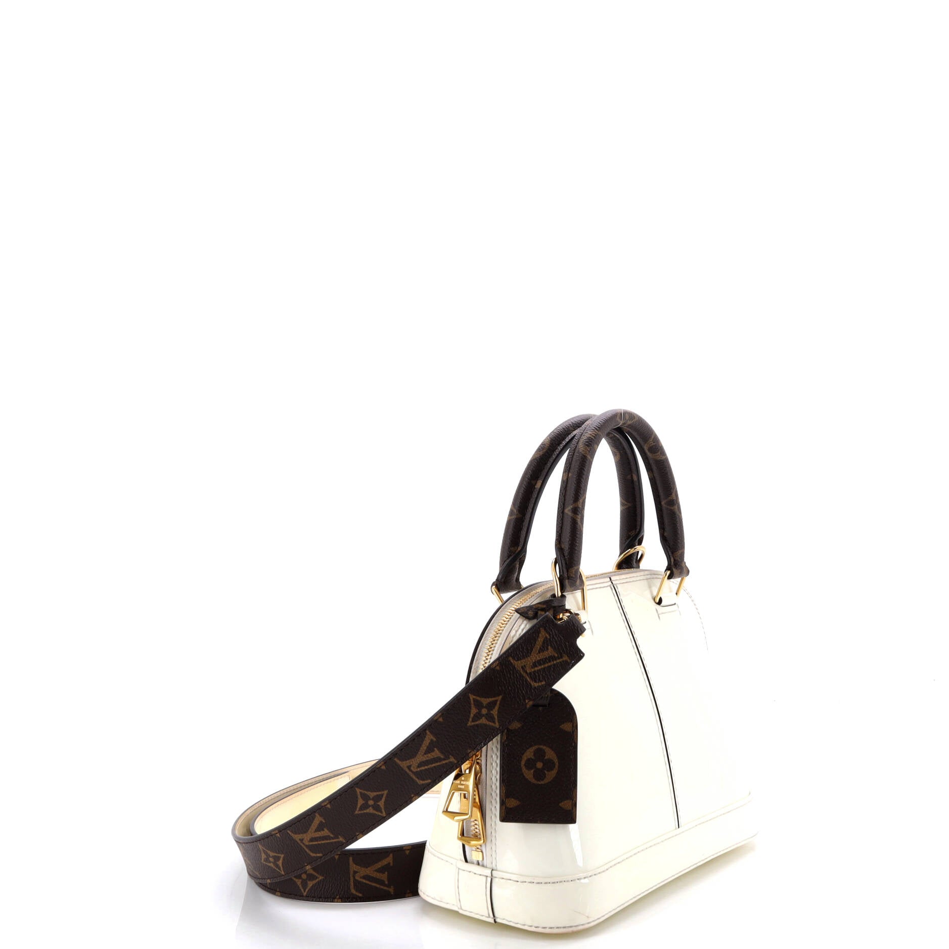 Alma Handbag Vernis with Monogram Canvas BB