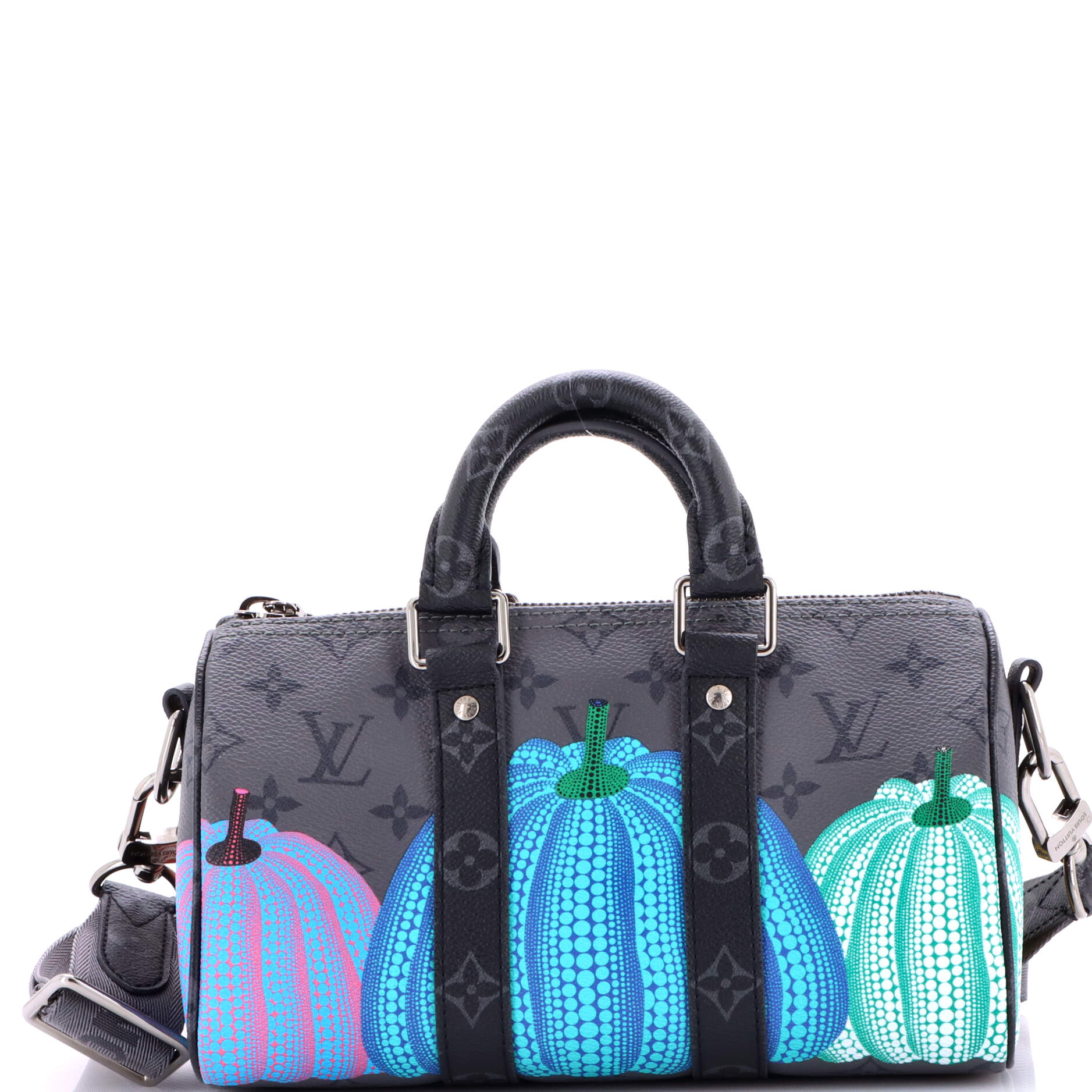 Keepall Bandouliere Bag Yayoi Kusama Pumpkins Reverse Monogram Eclipse Canvas 25