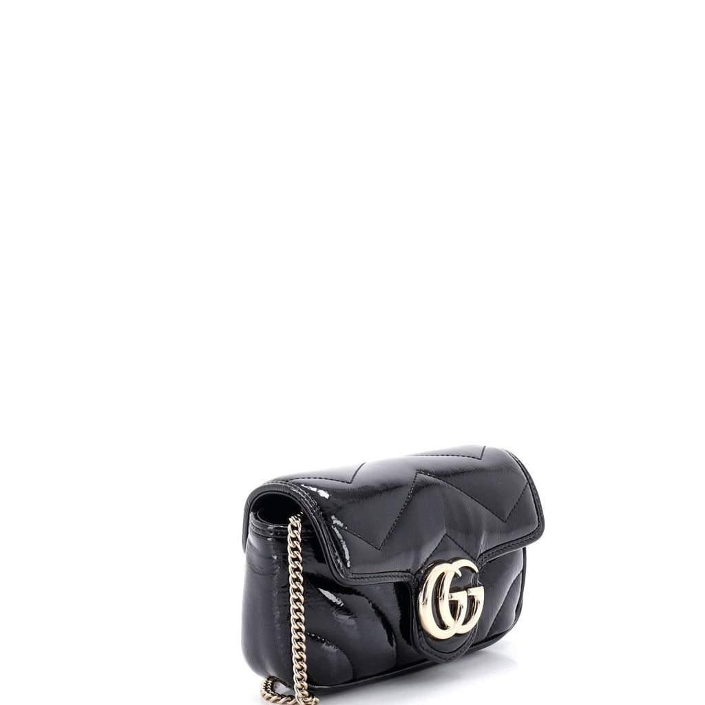 GG Marmont Flap Bag Matelasse Patent Super Mini