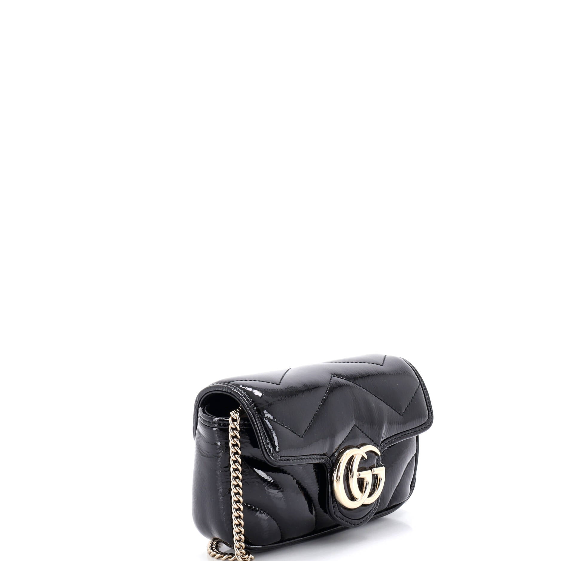 GG Marmont Flap Bag Matelasse Patent Super Mini