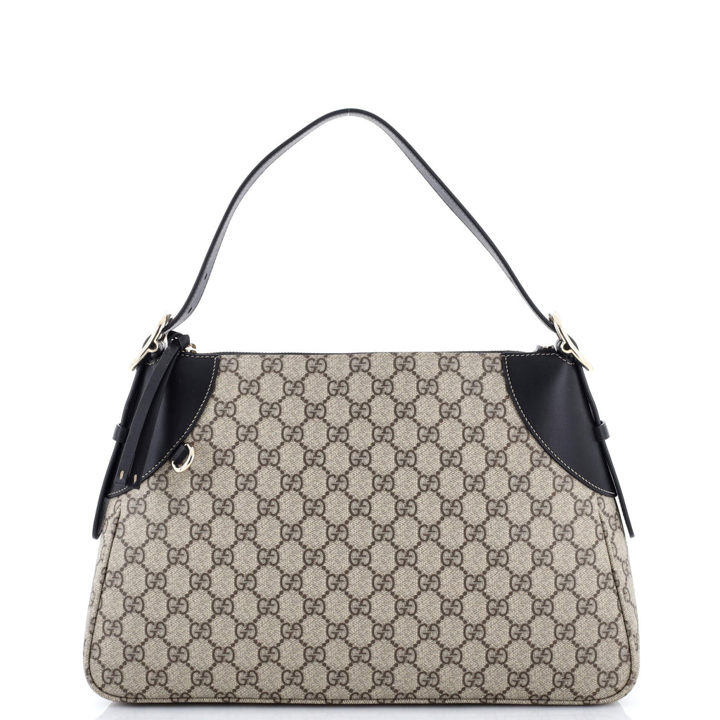 Emblem Shoulder Bag GG Coated Canvas with Leather Large
