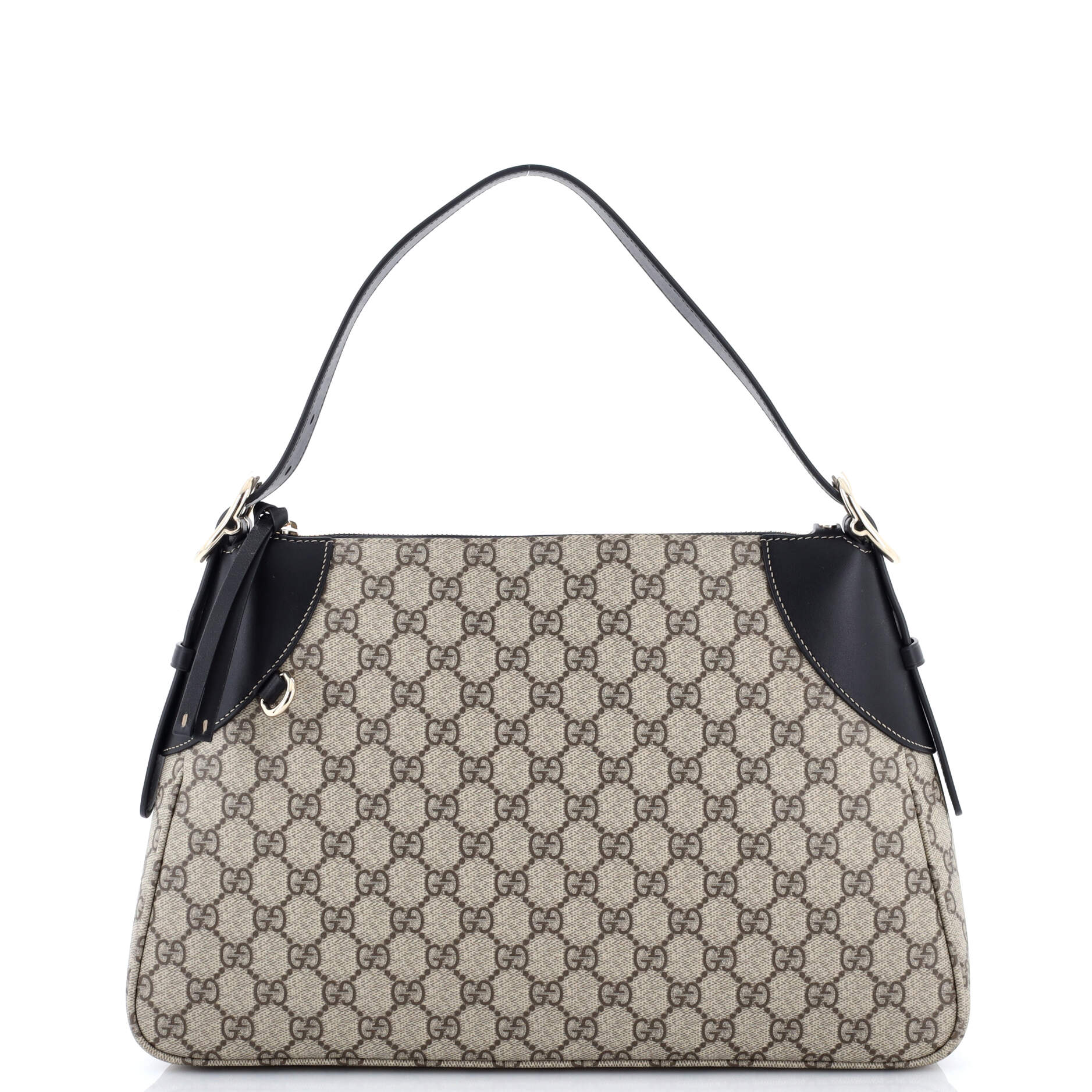 Emblem Shoulder Bag GG Coated Canvas with Leather Large