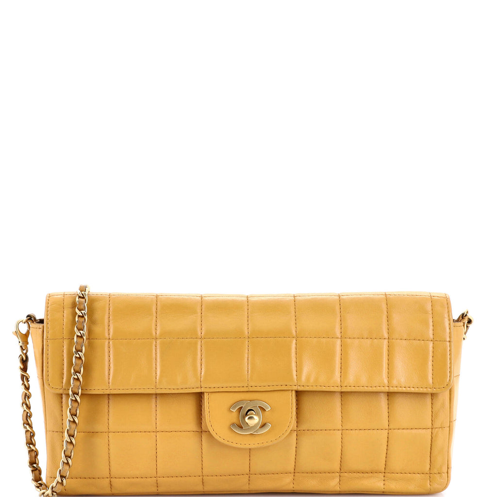 Chocolate Bar Flap Bag Quilted Lambskin East West