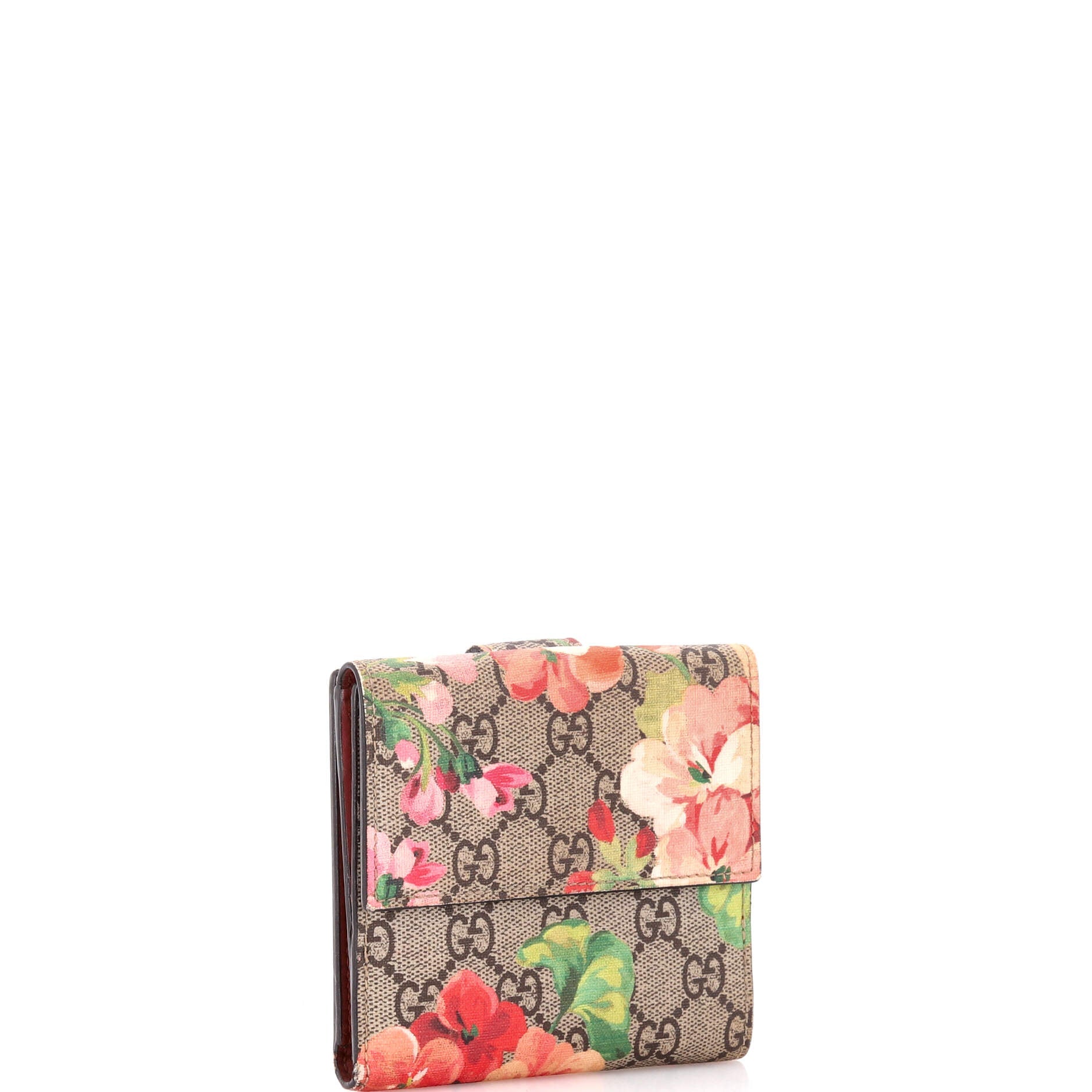 French Flap Wallet Blooms Print GG Coated Canvas