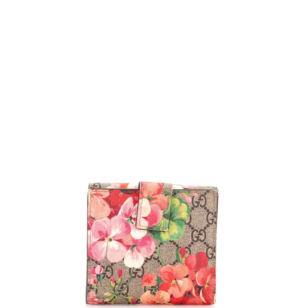 French Flap Wallet Blooms Print GG Coated Canvas