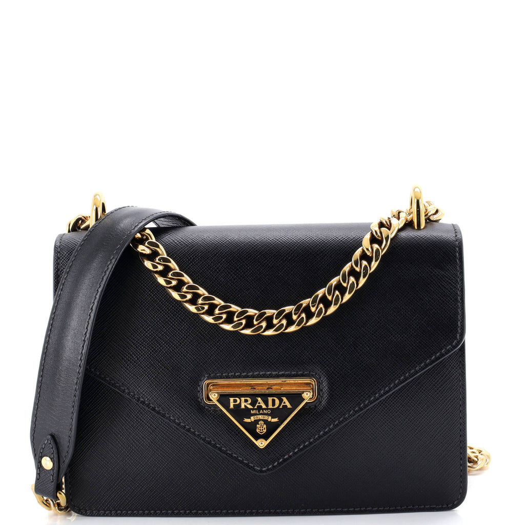 Envelope Flap Chain Shoulder bag Saffiano Leather Small