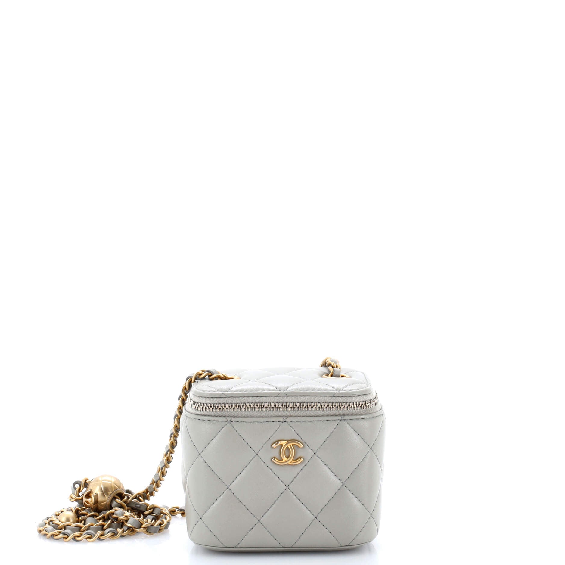 Pearl Crush Vanity Case with Chain Quilted Lambskin Mini