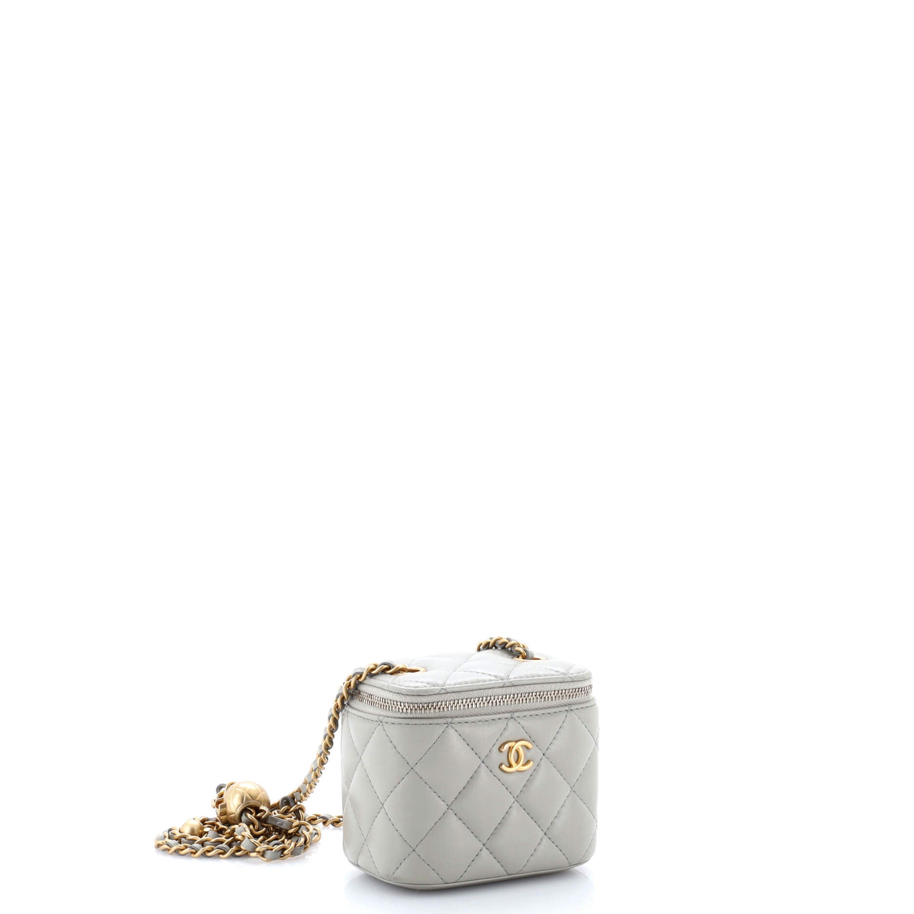 Pearl Crush Vanity Case with Chain Quilted Lambskin Mini