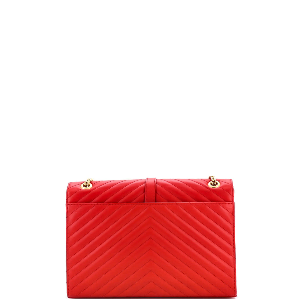 Classic Monogram Envelope Satchel Matelasse Chevron Leather Large