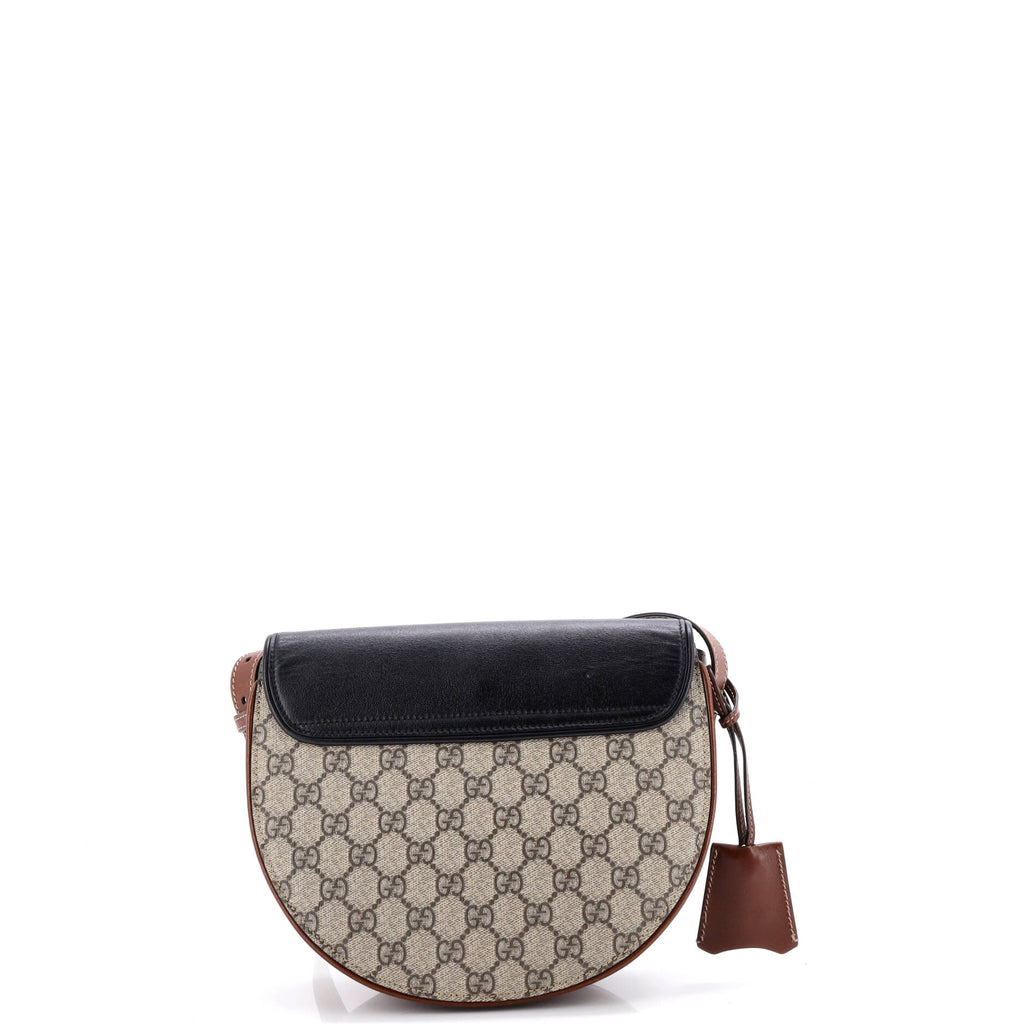 Padlock Saddle Shoulder Bag GG Coated Canvas and Leather Small