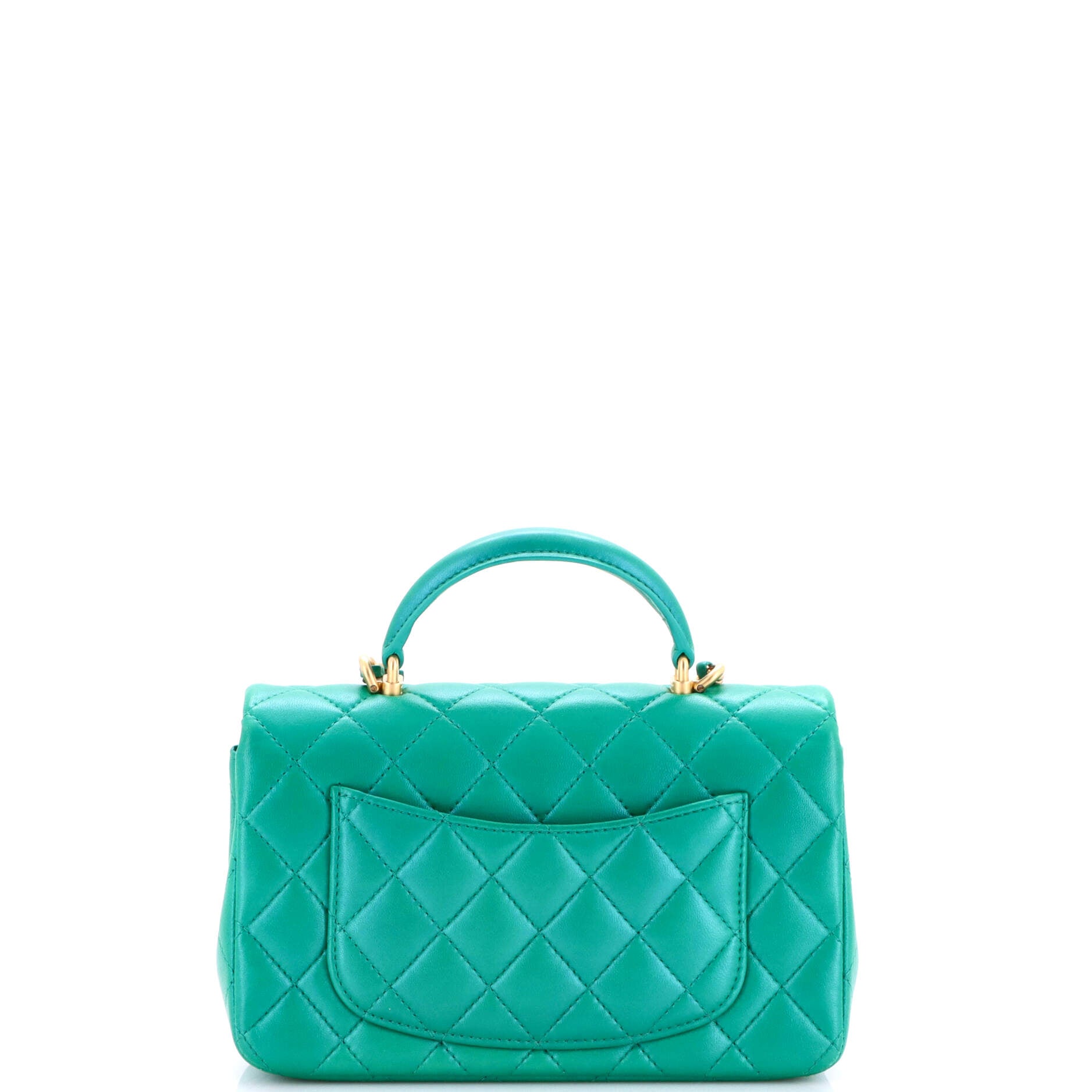 Classic Single Flap Top Handle Bag Quilted Lambskin Mini