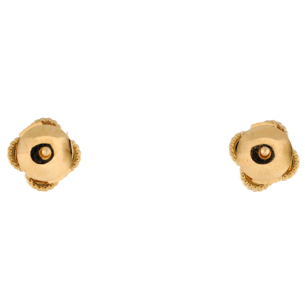 Sweet Alhambra Stud Earrings 18K Yellow Gold and Onyx