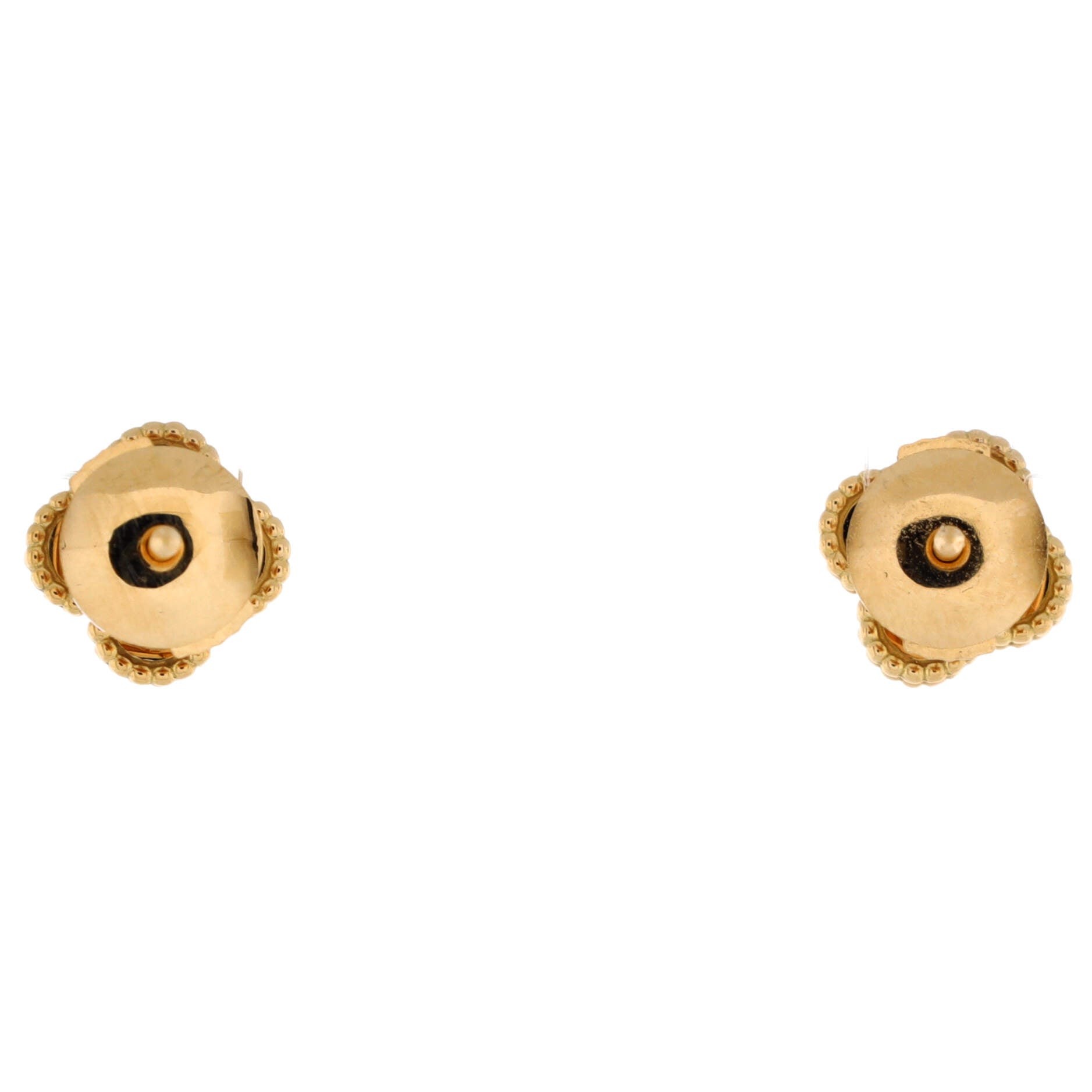 Sweet Alhambra Stud Earrings 18K Yellow Gold and Onyx