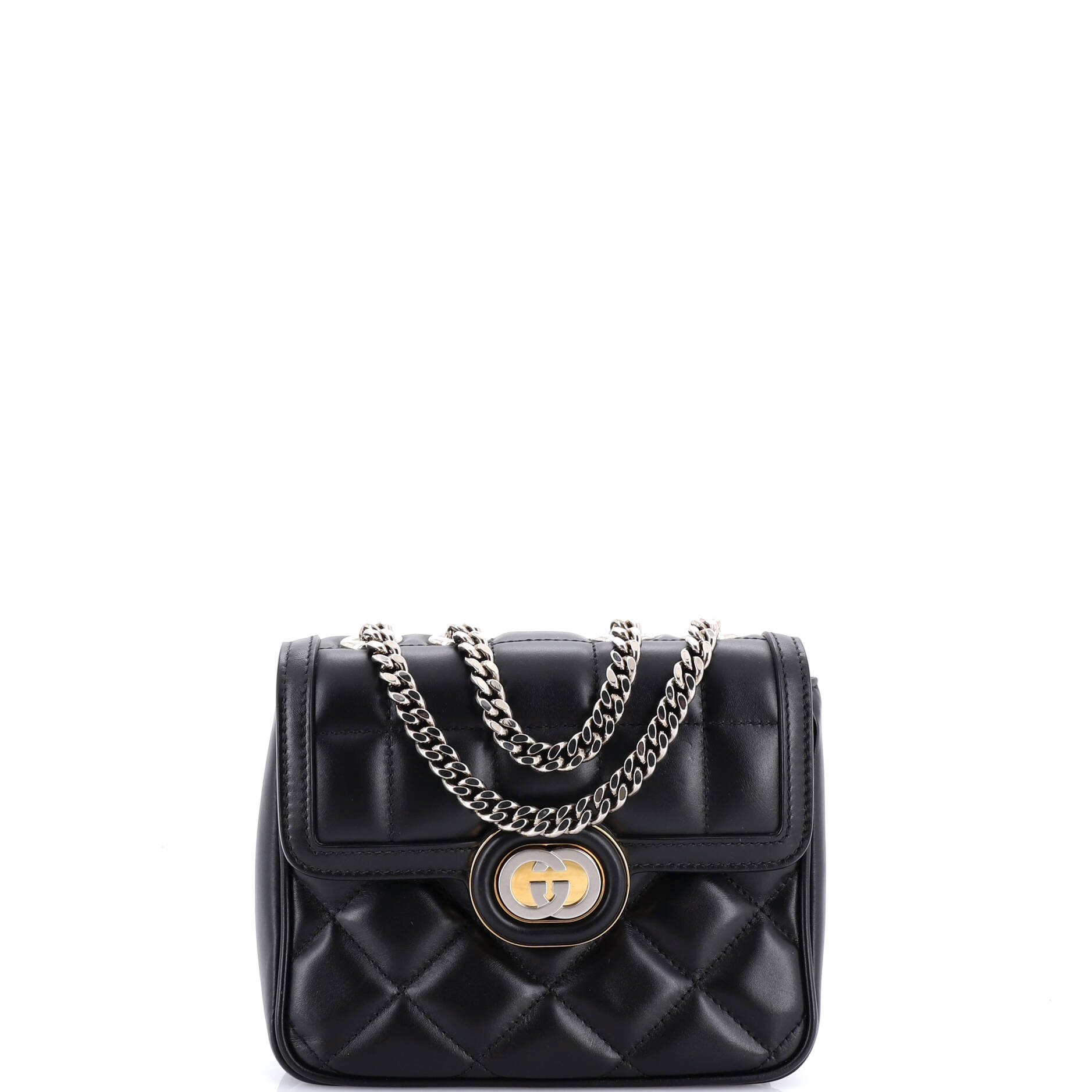 Deco Chain Flap Bag Mixed Matelasse Leather Mini