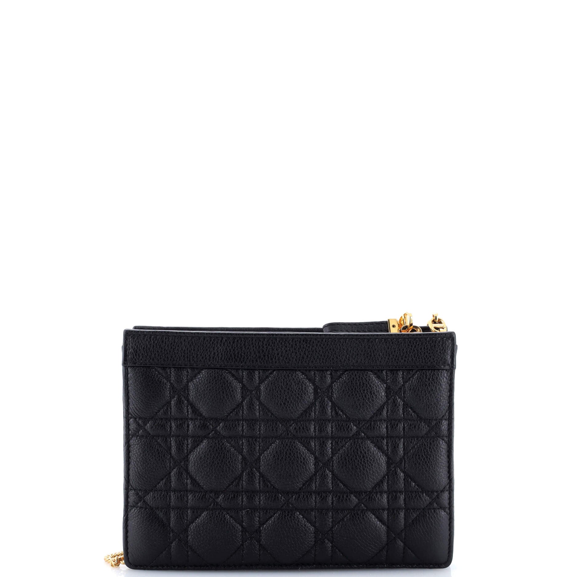 Caro Zipped Pouch With Chain Cannage Quilt Leather
