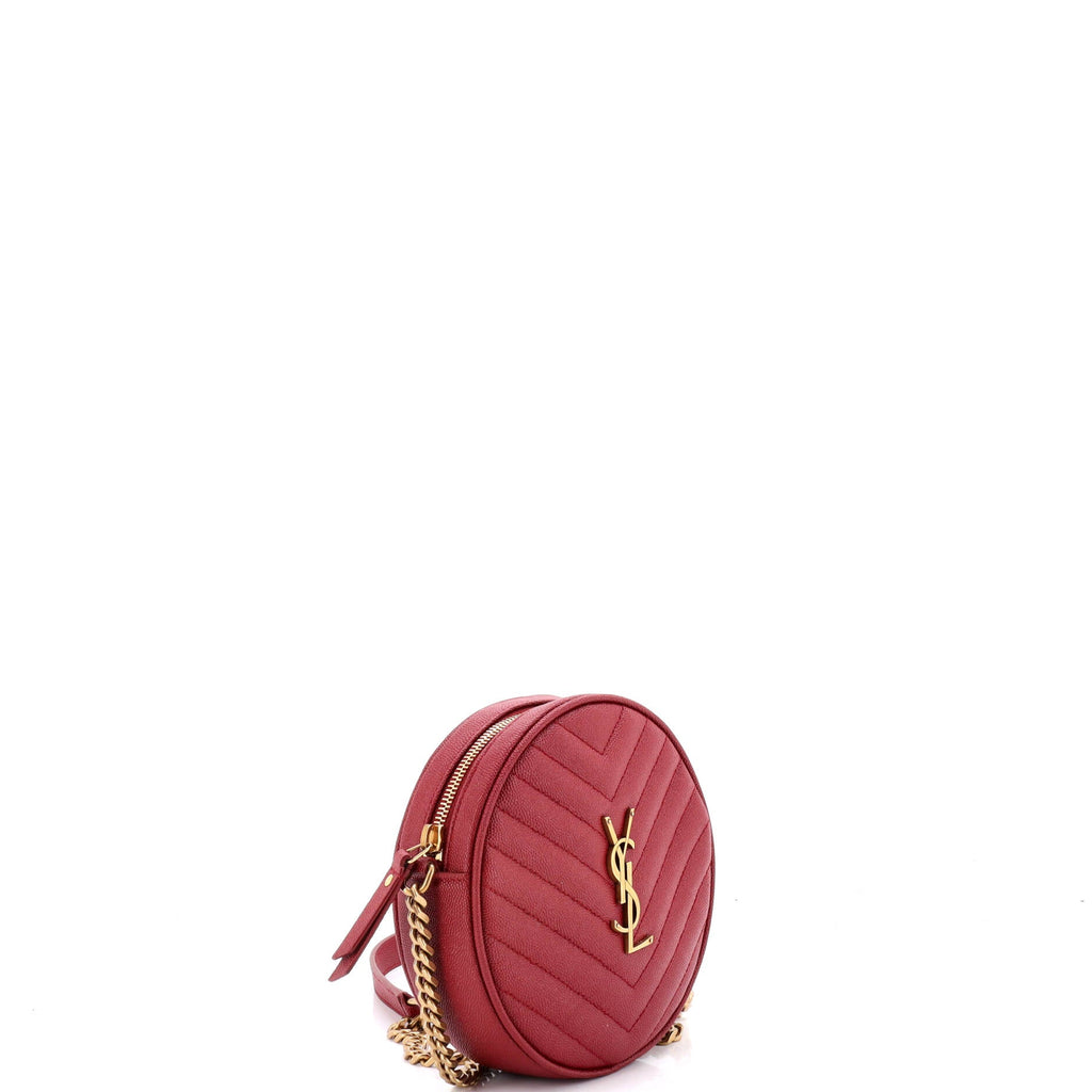 Vinyle Round Camera Bag Matelasse Chevron Leather