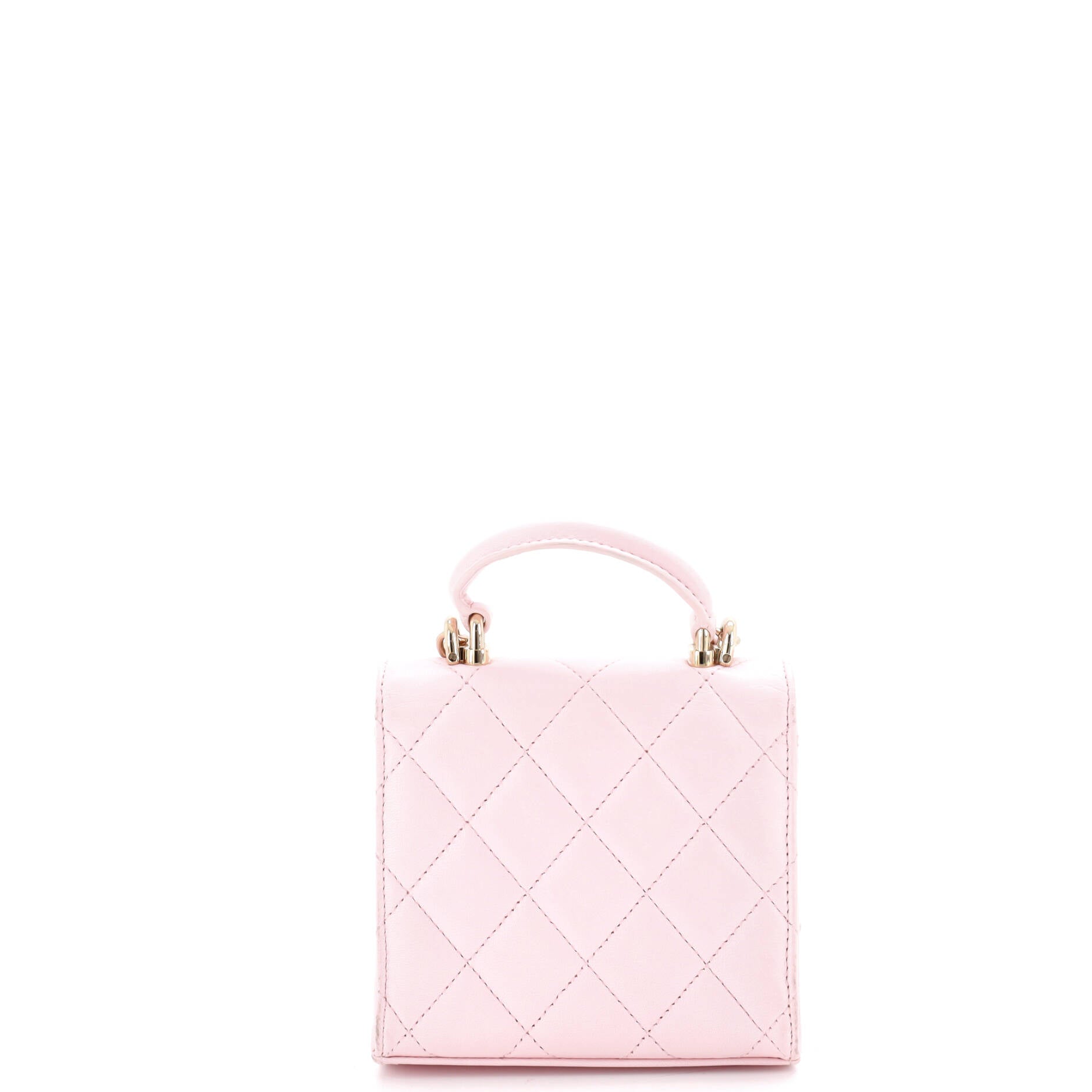 Square Classic Flap Top Handle Clutch with Chain Quilted Lambskin