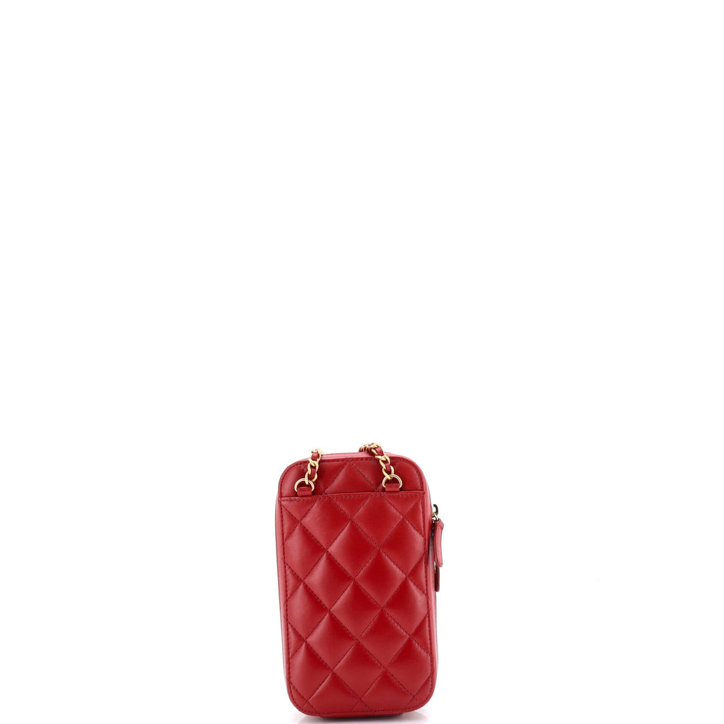 Zip Around Phone Case with Chain Quilted Lambskin