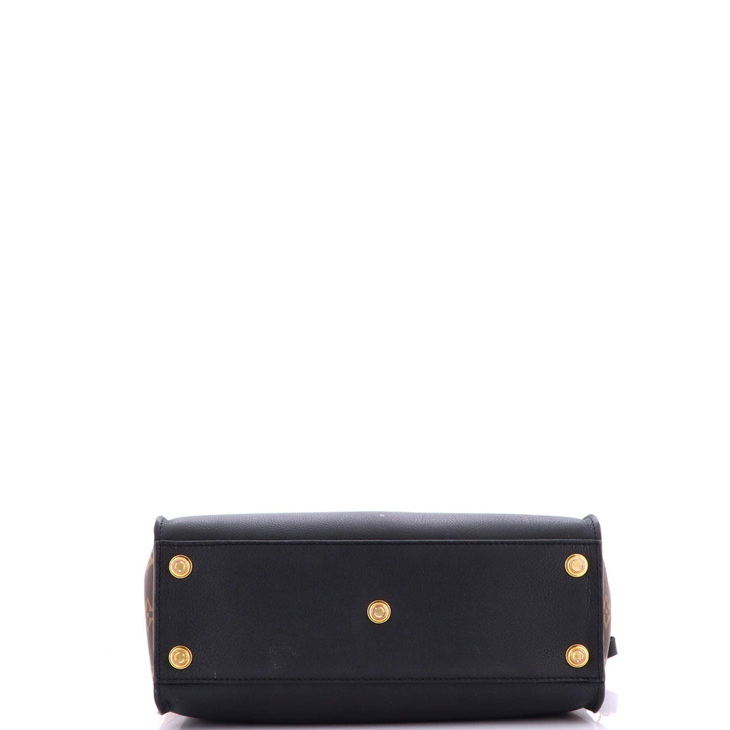 On My Side Tote Leather with Monogram Canvas MM