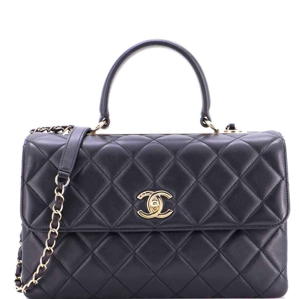 Trendy CC Top Handle Bag Quilted Lambskin Medium