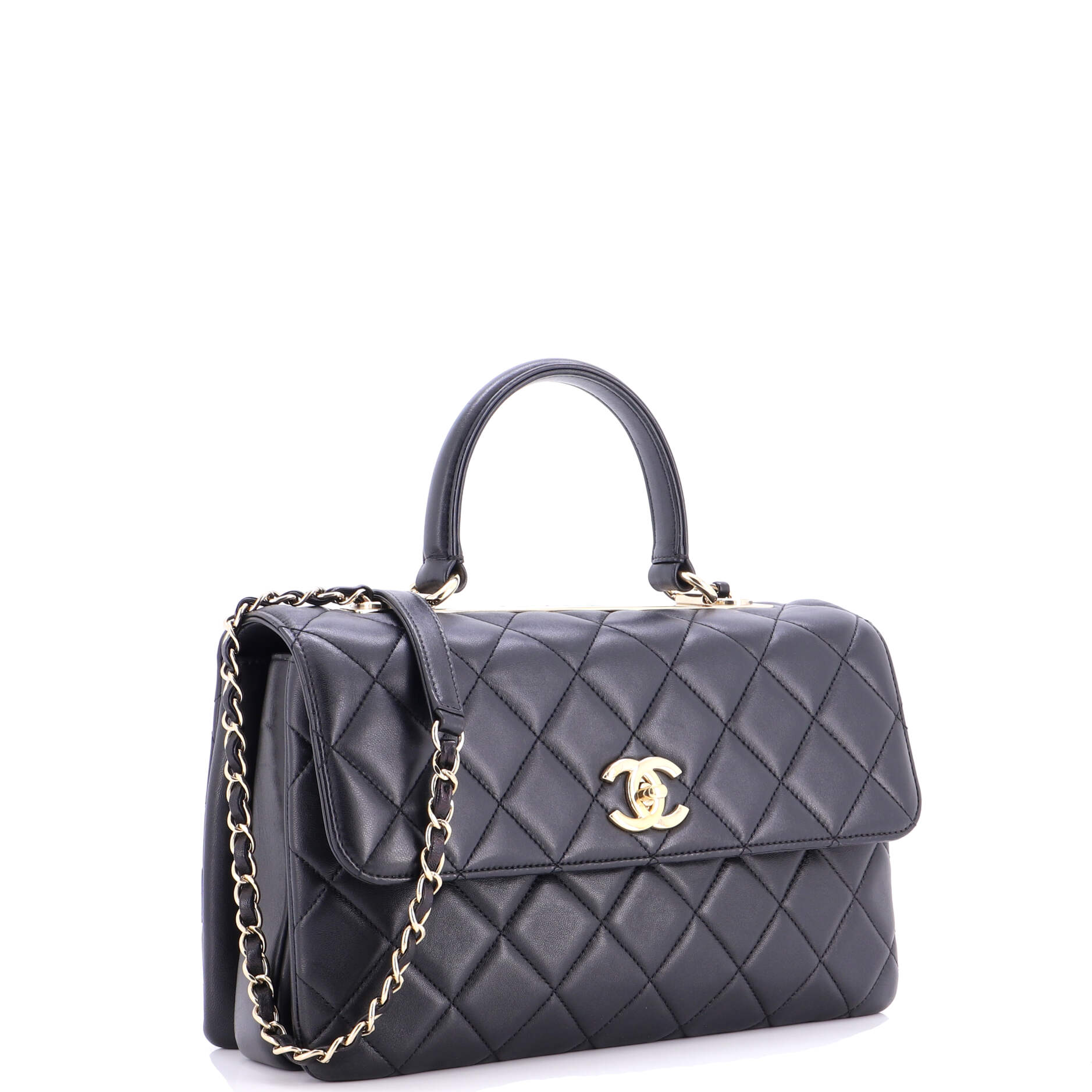 Trendy CC Top Handle Bag Quilted Lambskin Medium