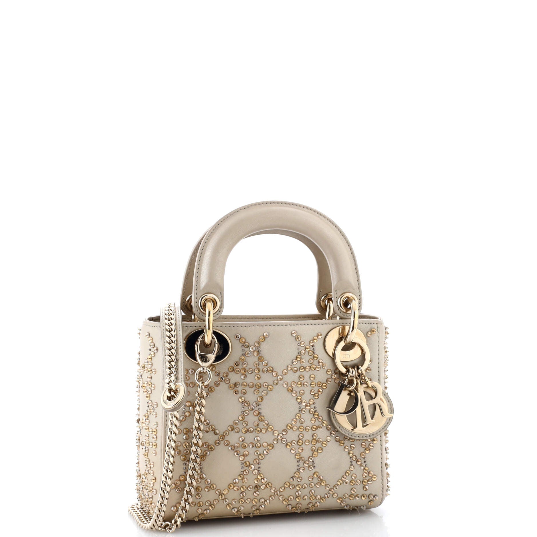 Lady Dior Chain Bag Crystal Embellished Cannage Quilt Leather Mini