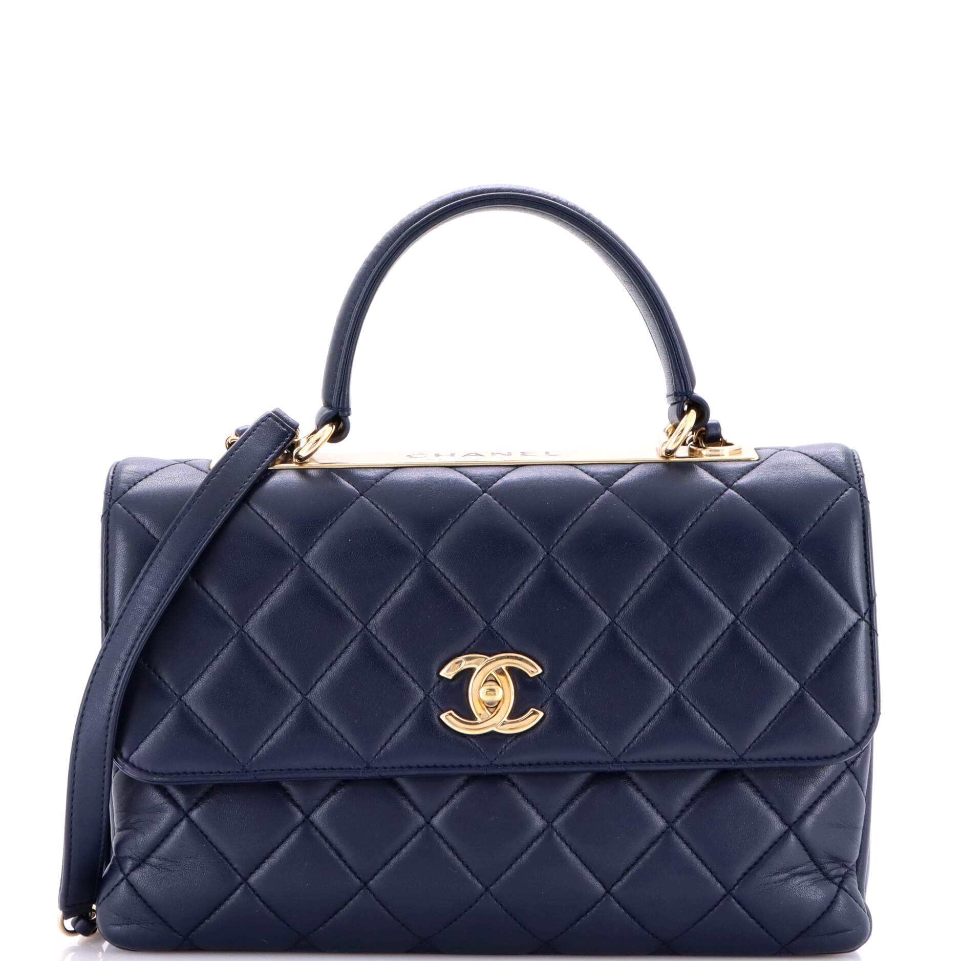Trendy CC Top Handle Bag Quilted Lambskin Medium