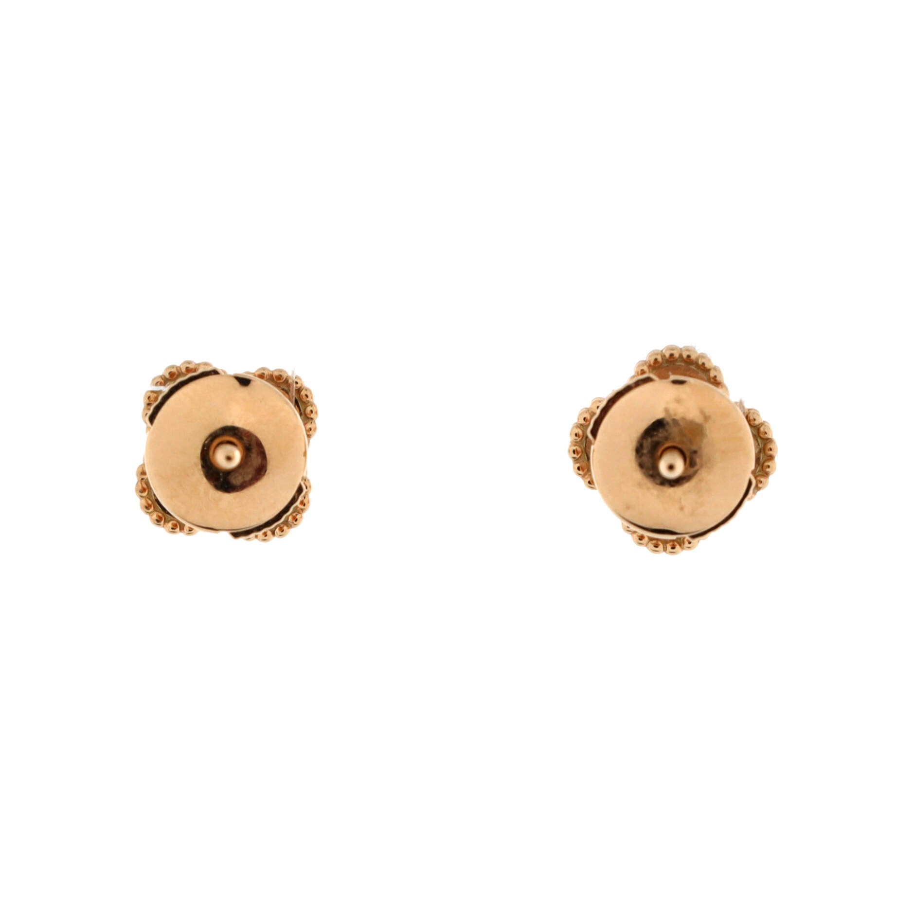 Sweet Alhambra Stud Earrings 18K Rose Gold and Carnelian