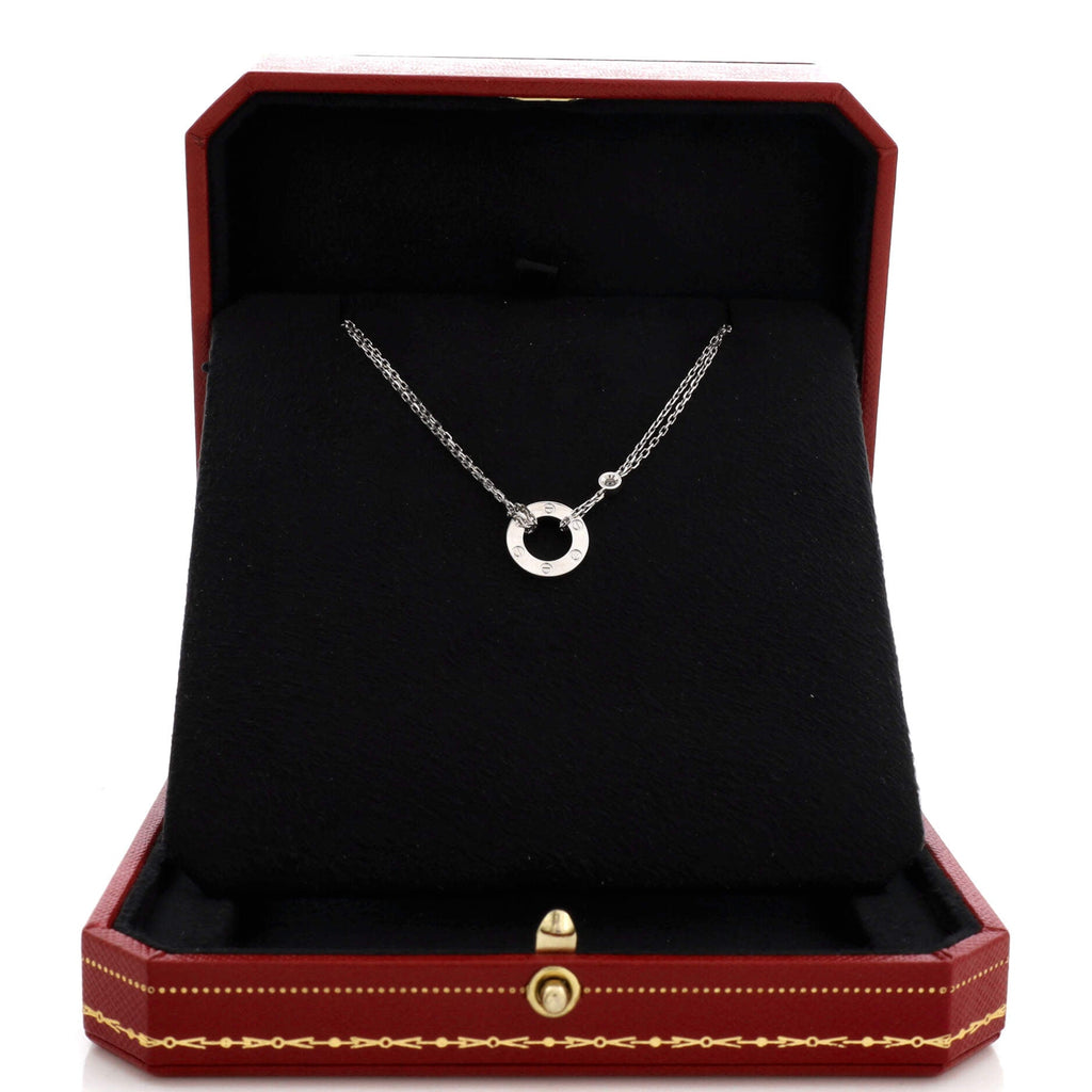 2 Diamonds Love Pendant Necklace 18K White Gold with Diamonds