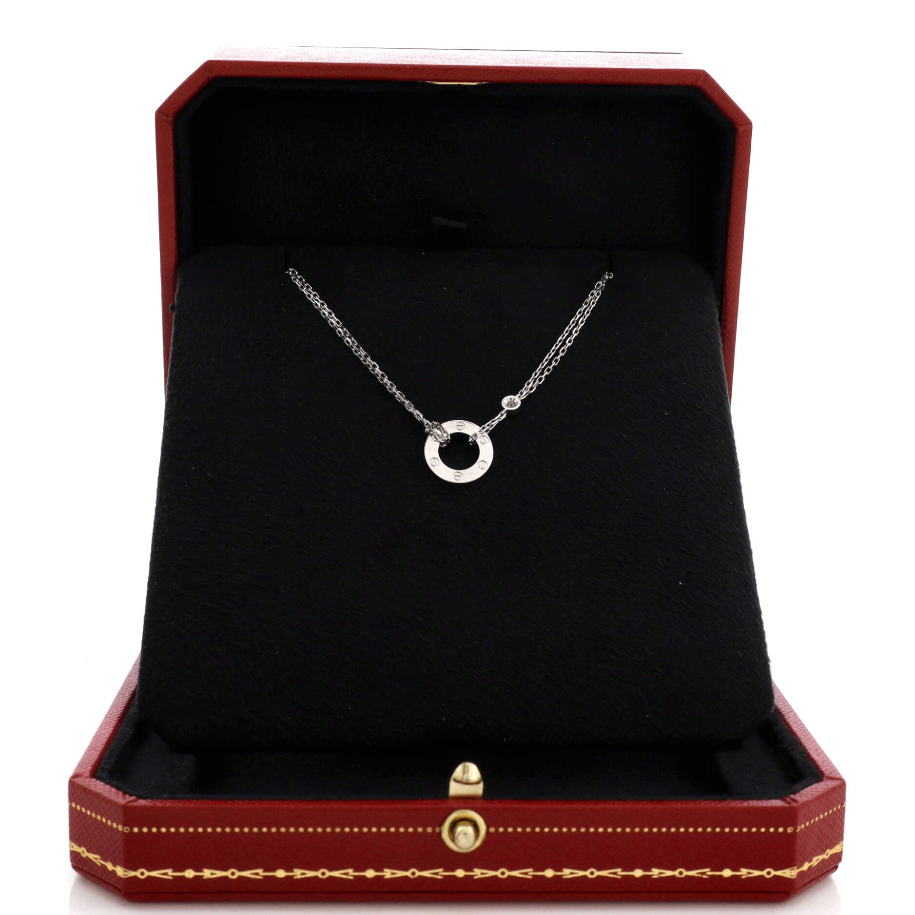 2 Diamonds Love Pendant Necklace 18K White Gold with Diamonds