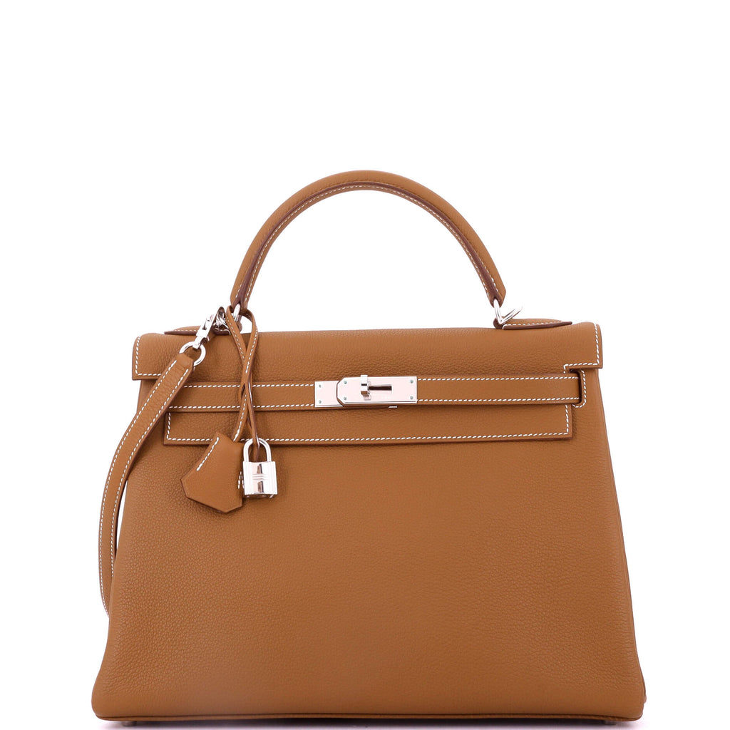 Kelly Handbag Gold Togo with Palladium Hardware 32