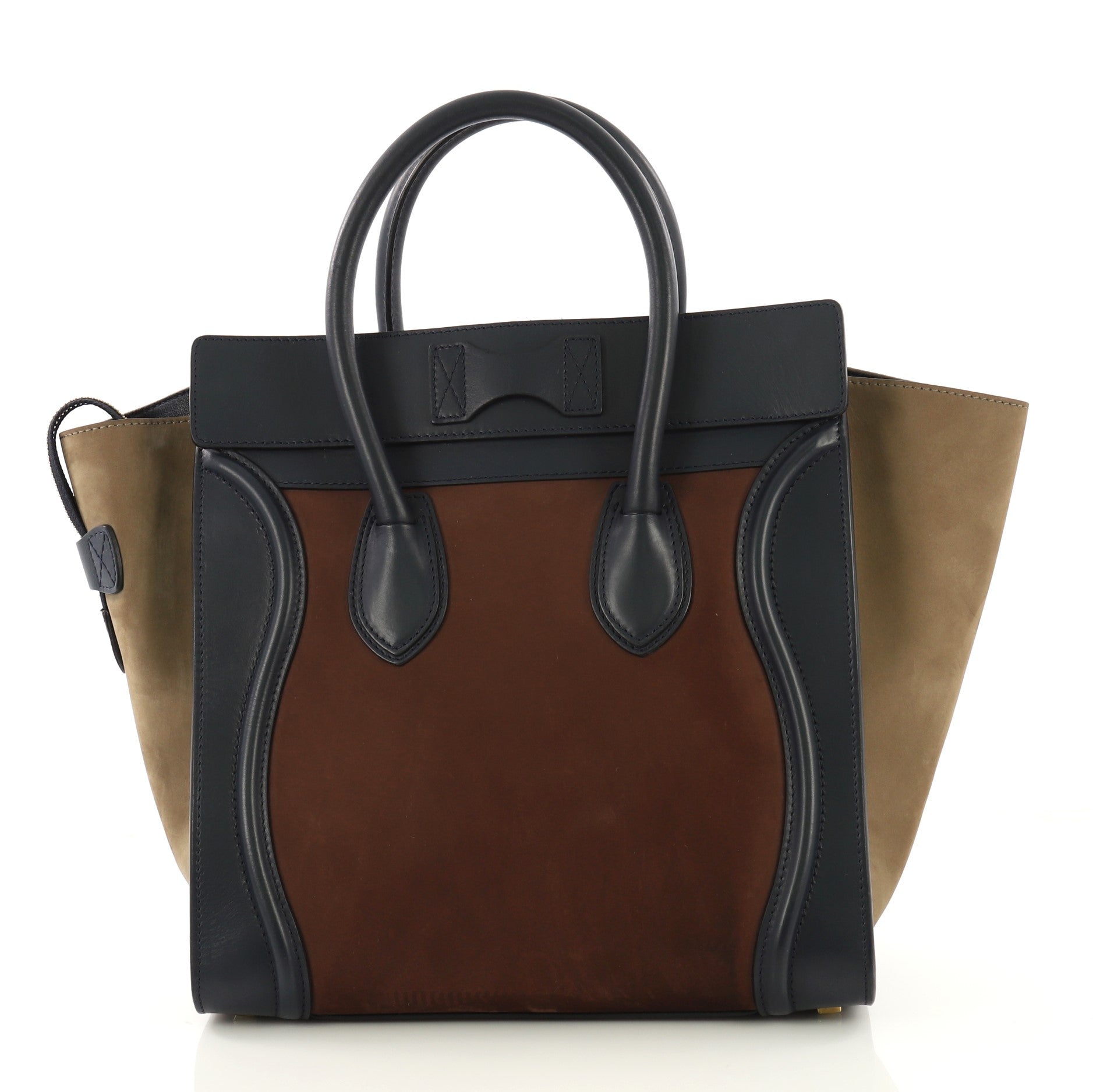 Tricolor Luggage Handbag Nubuck Mini