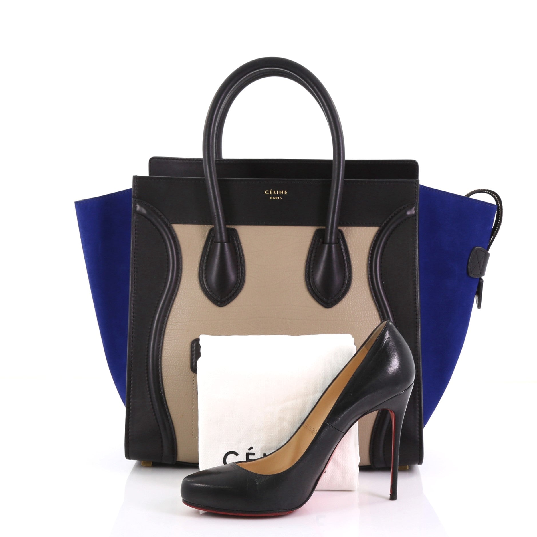 Tricolor Luggage Handbag Leather Mini