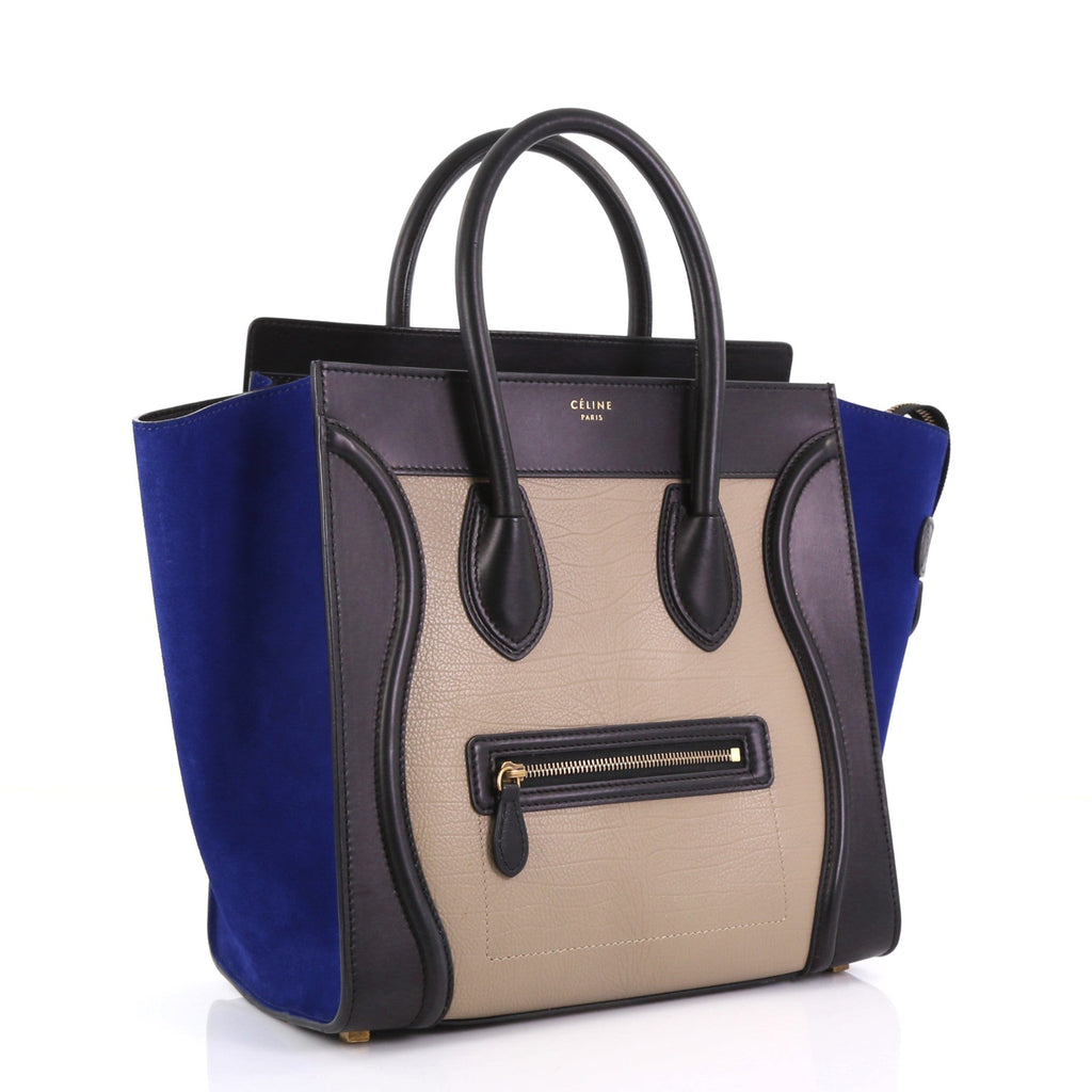 Tricolor Luggage Handbag Leather Mini