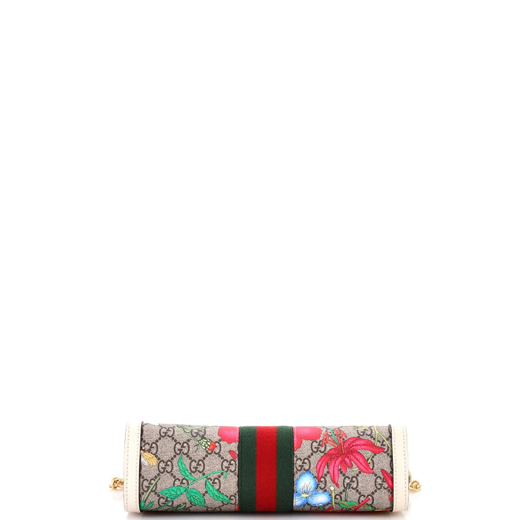Ophidia Chain Shoulder Bag Flora GG Coated Canvas Small