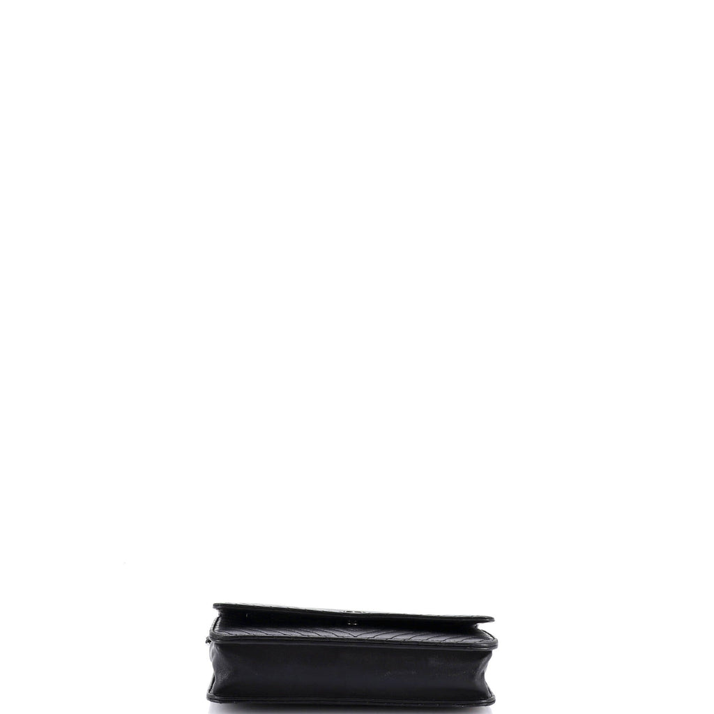 So Black Wallet on Chain Chevron Lambskin