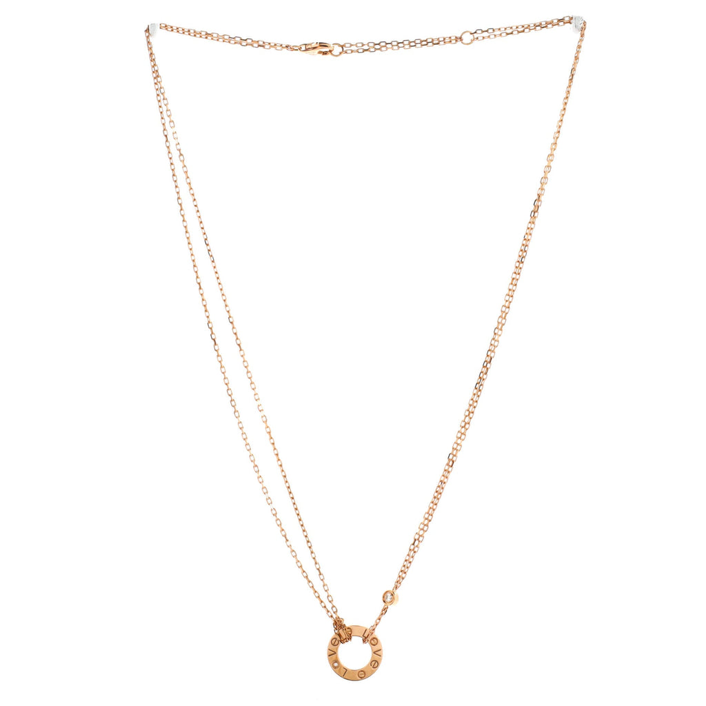 2 Diamonds Love Pendant Necklace 18K Rose Gold and Diamonds