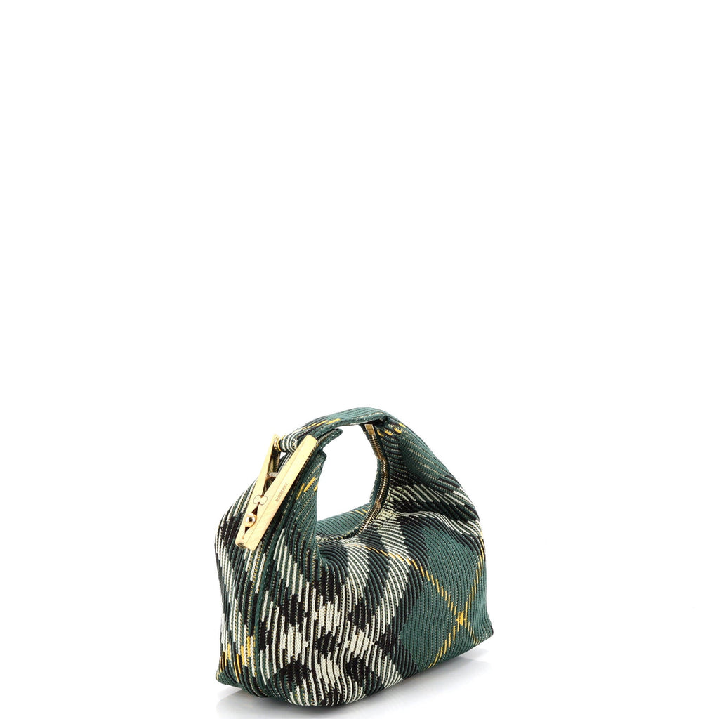 Peg Handle Bag Knit Check Fabric Mini