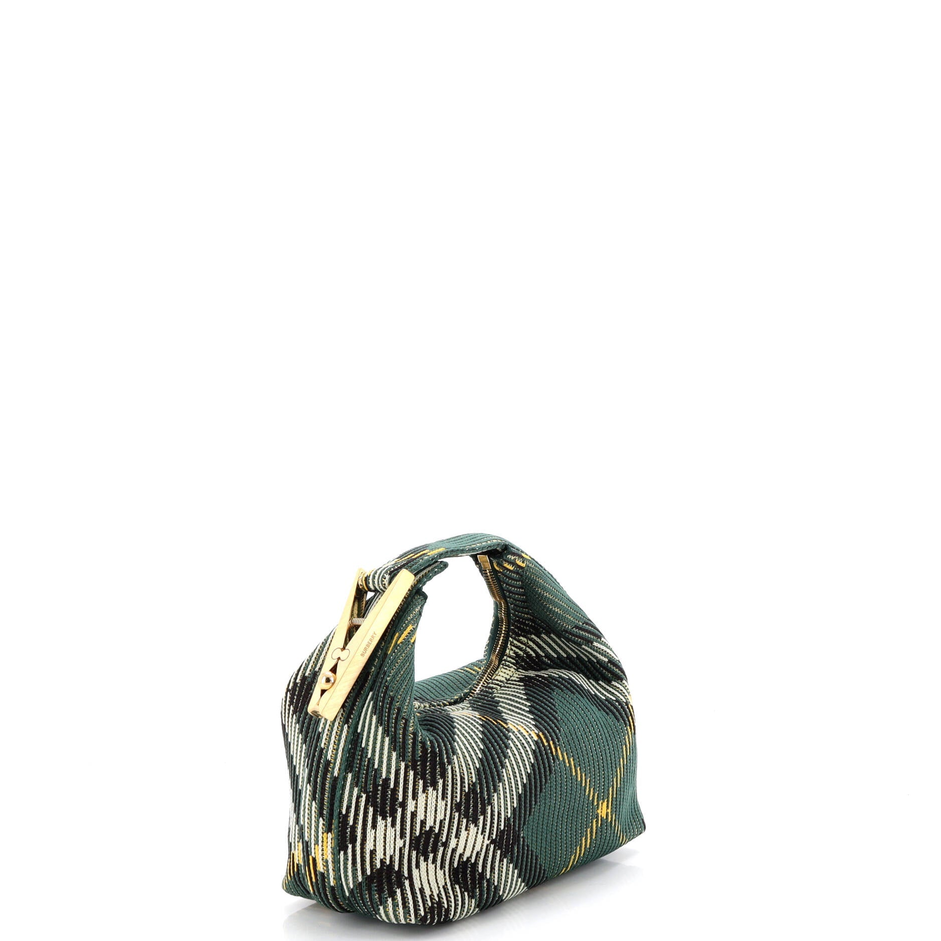 Peg Handle Bag Knit Check Fabric Mini