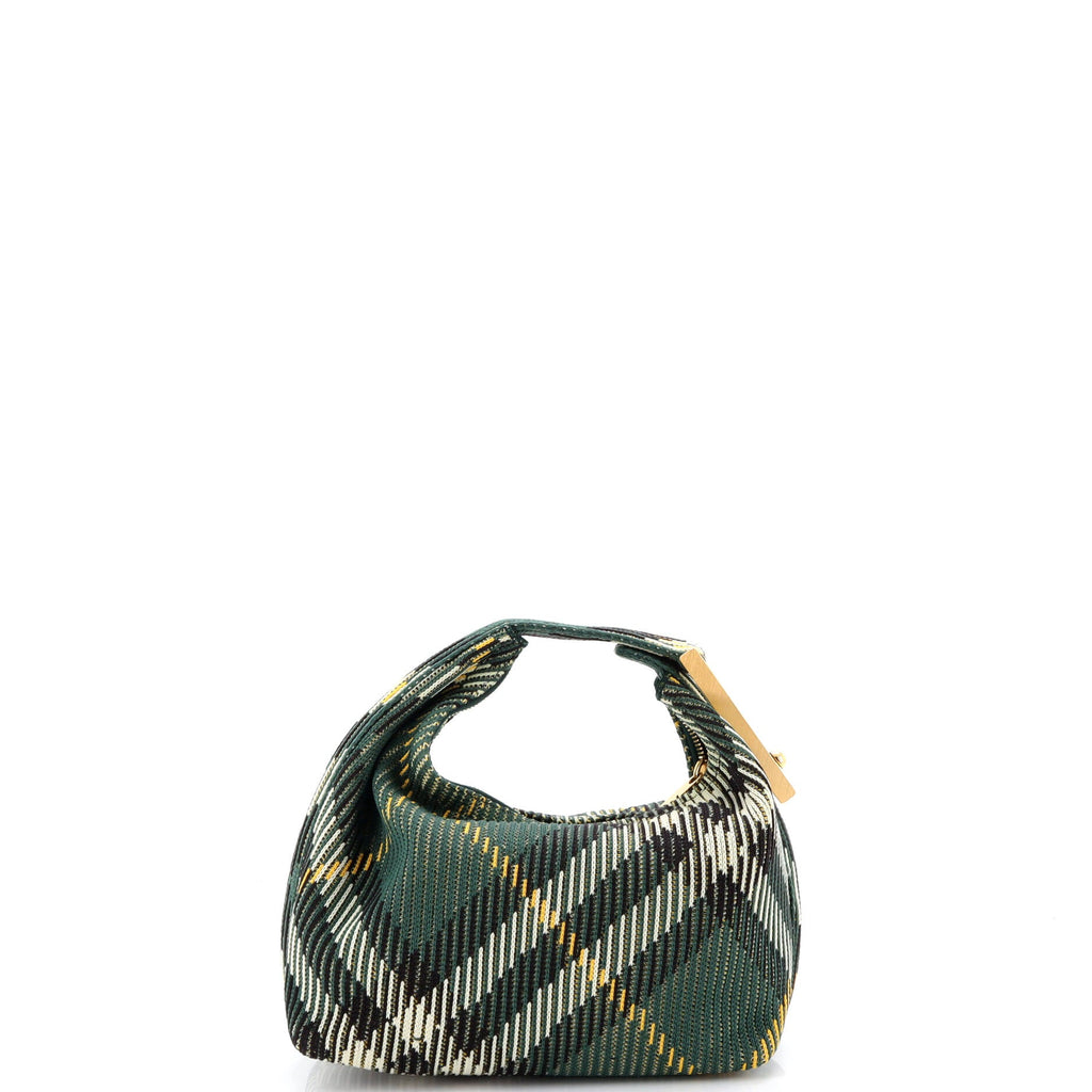 Peg Handle Bag Knit Check Fabric Mini