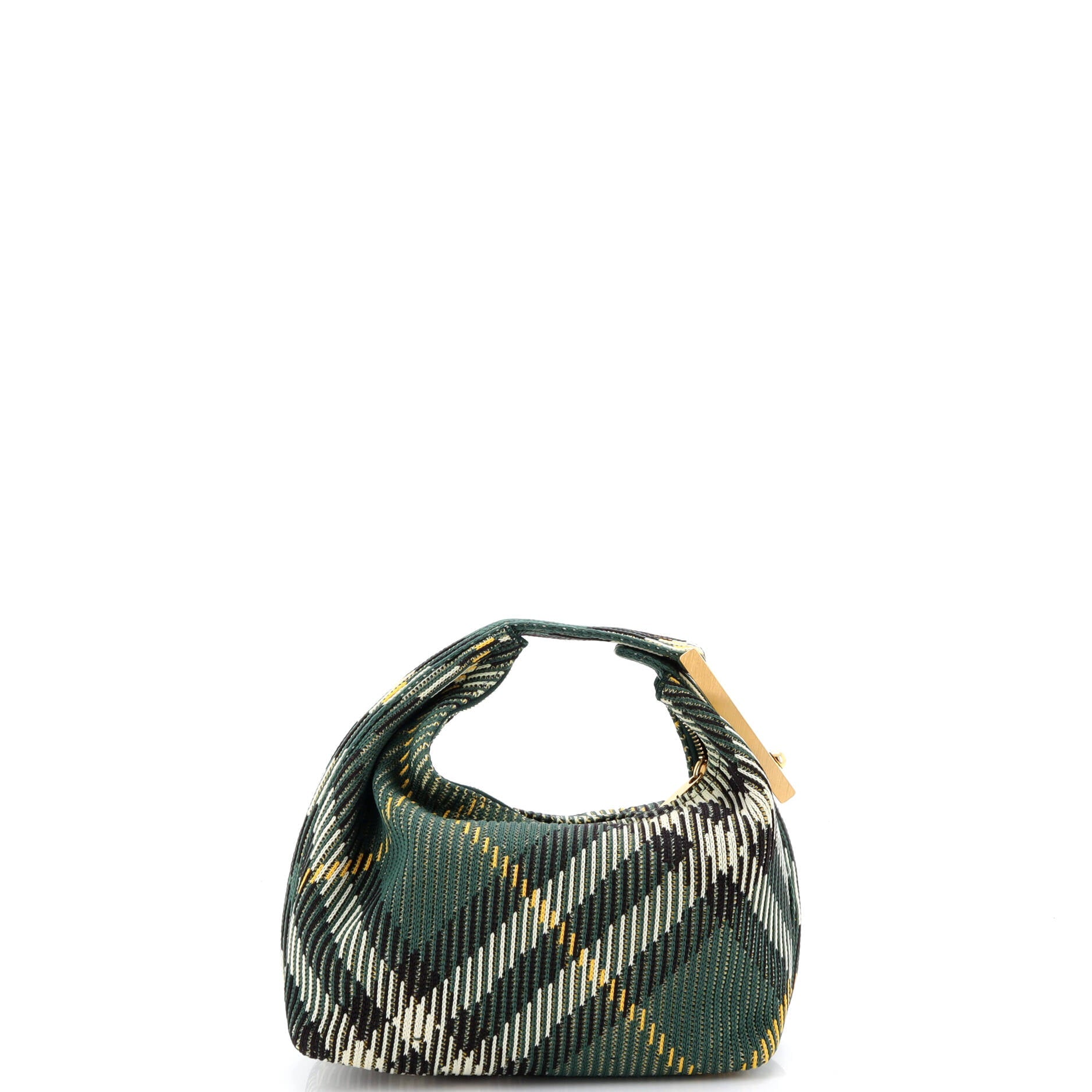 Peg Handle Bag Knit Check Fabric Mini