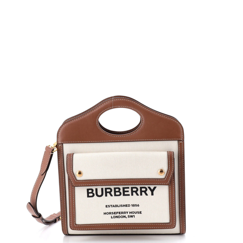 Logo Pocket Tote Canvas with Leather Mini