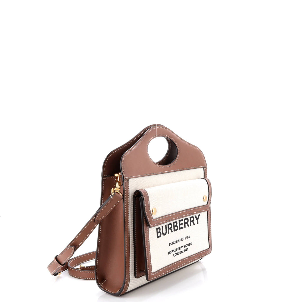 Logo Pocket Tote Canvas with Leather Mini