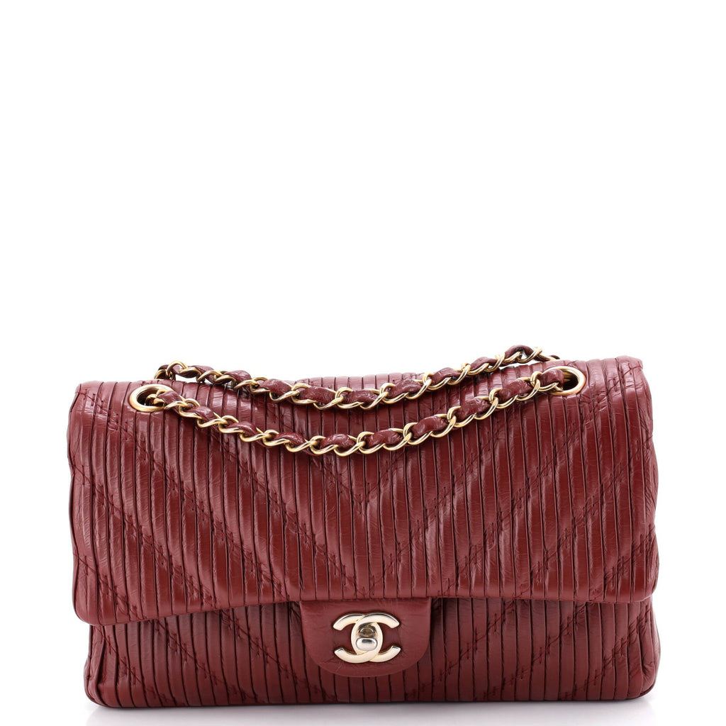 Coco Pleats Classic Double Flap Bag Pleated Crumpled Calfskin Medium