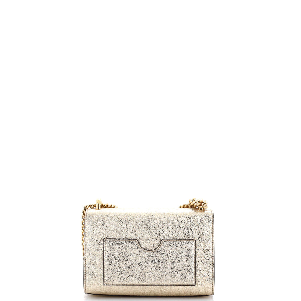 Padlock Shoulder Bag Textured Metallic Leather Small